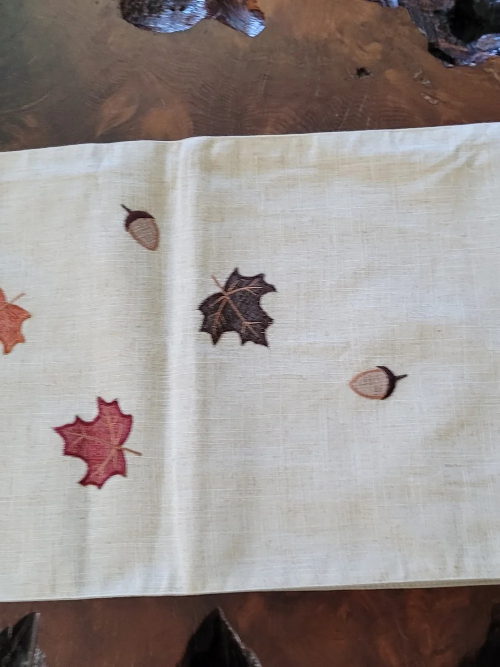 Autumn Leaf Embroidered Table Runner  - New